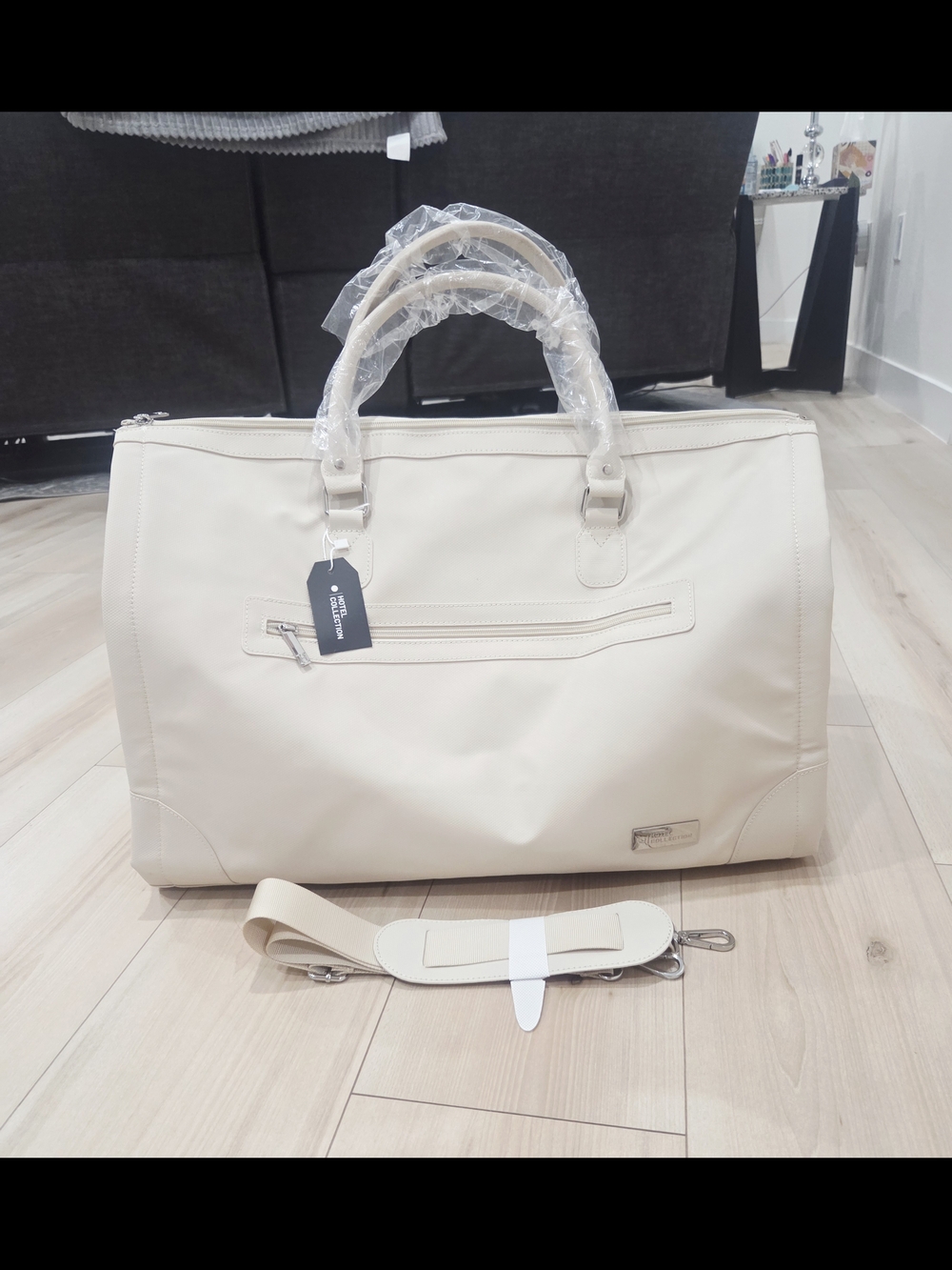 Hotel Collection Cream Duffel Bag with Detachable Strap